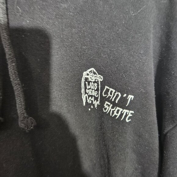 Divided H&M Hoodie Skater Was Here Cant Skate Skeleton Skateboard XL Black - Picture 6 of 13